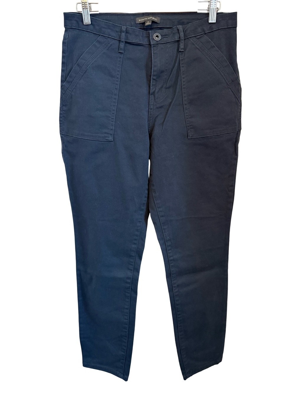 Banana Republic Navy Utility Chino Pants Size 10 Stretch Tapered Ankle Pockets